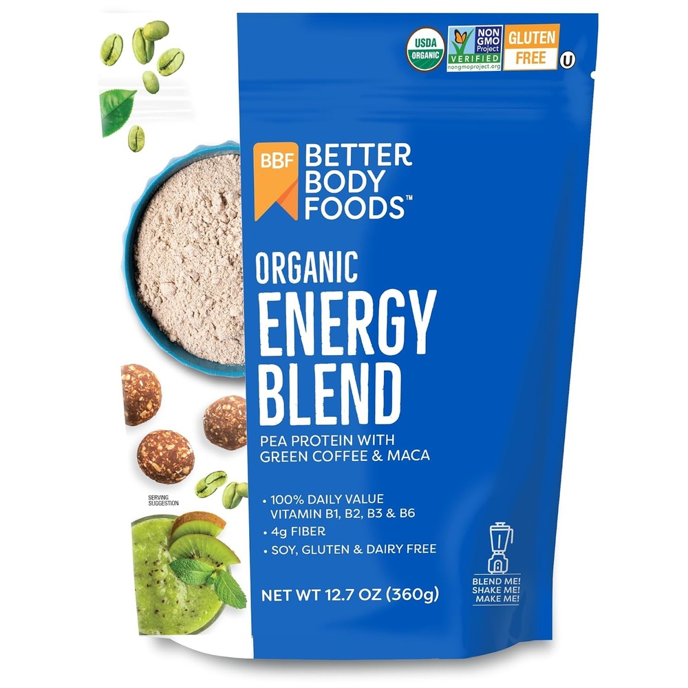 image:imageBetterBody Foods Organic Energy Blend PlantBased Protein Blend made with Naturally Energizing Green Coffee Extract and Maca Glutenfree NonGMO 127 Ounces