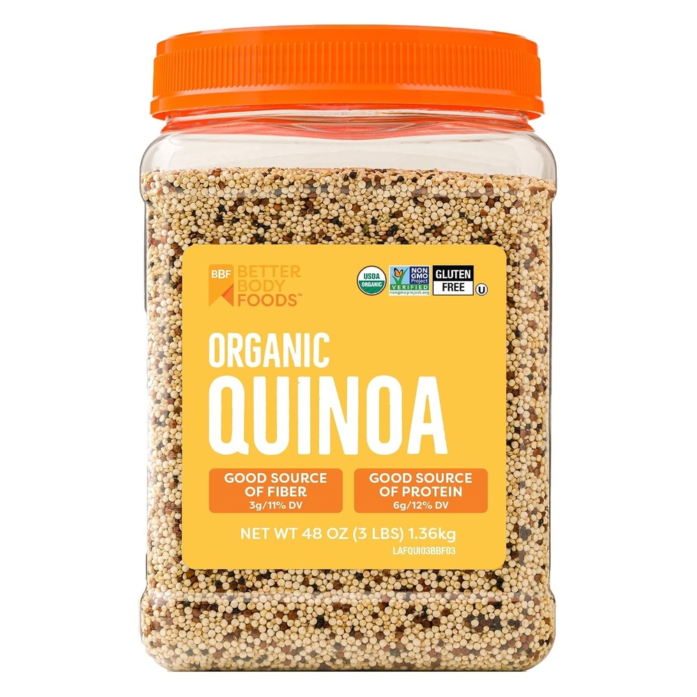 image:imageBetterBody Foods Organic Quinoa Vegan Gluten Free Low Glycemic Rice Replacement 24 ounce3 Pound Pack of 1