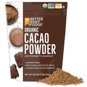 BetterBody Foods Organic Cacao Powder, Rich Chocolate Flavor, Non-GMO, Gluten-Free, Cocoa, 16 ounce, 1 lb bag(16 Ounce (Pack of 1))